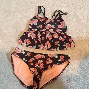Art Class Black and Pink Floral Kids Bikini/Tankini